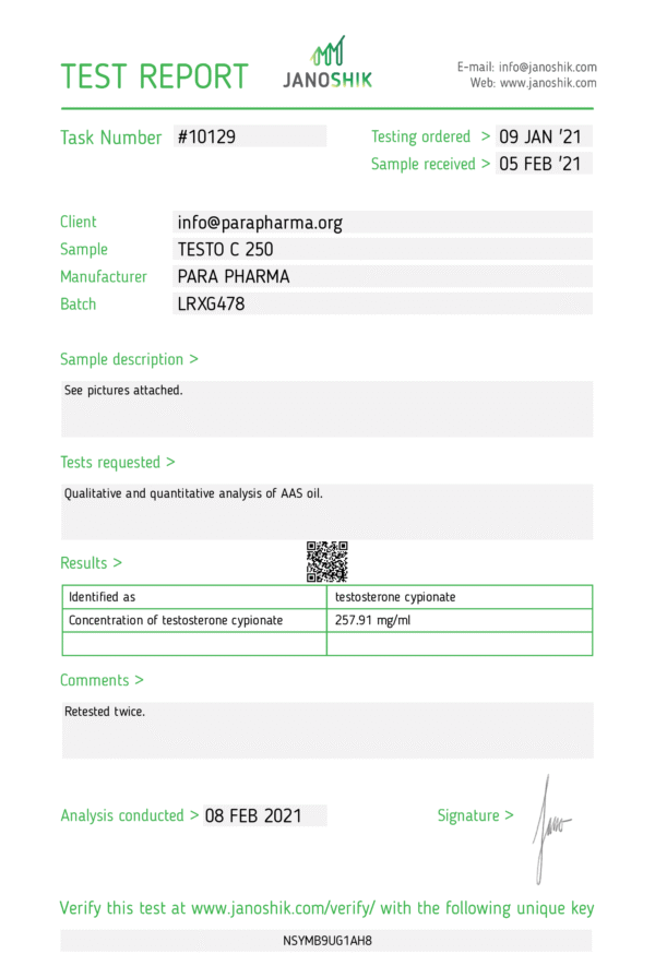 TESTO C 250 Para Pharma INTL